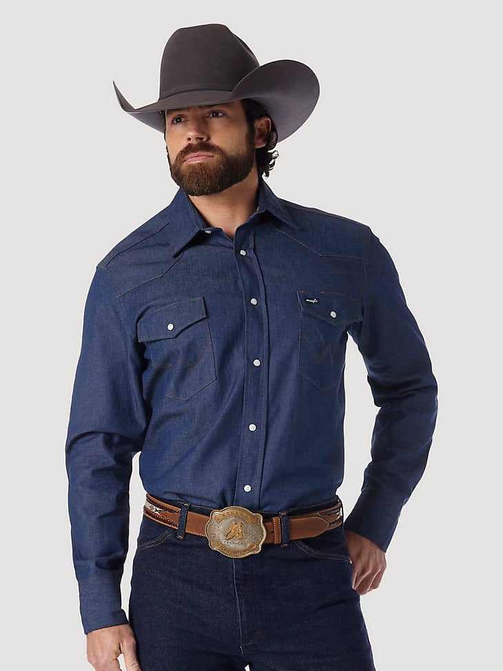 Wrangler Men's Long Sleeve Western Style Work Shirt - Walmart.com