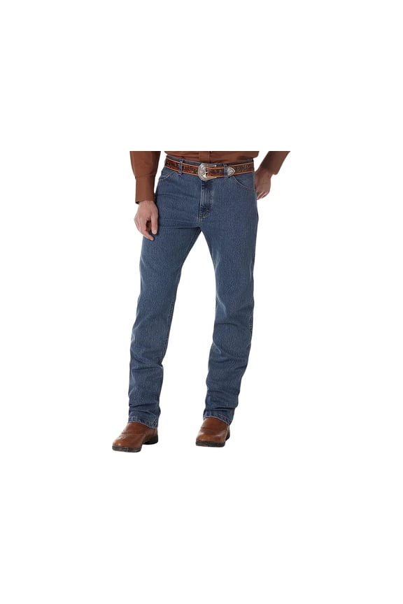 Men's Men'S Medium Wash Premium Performance Cowboy Cut Denim Jeans Dark Denim 42W x 34L  US