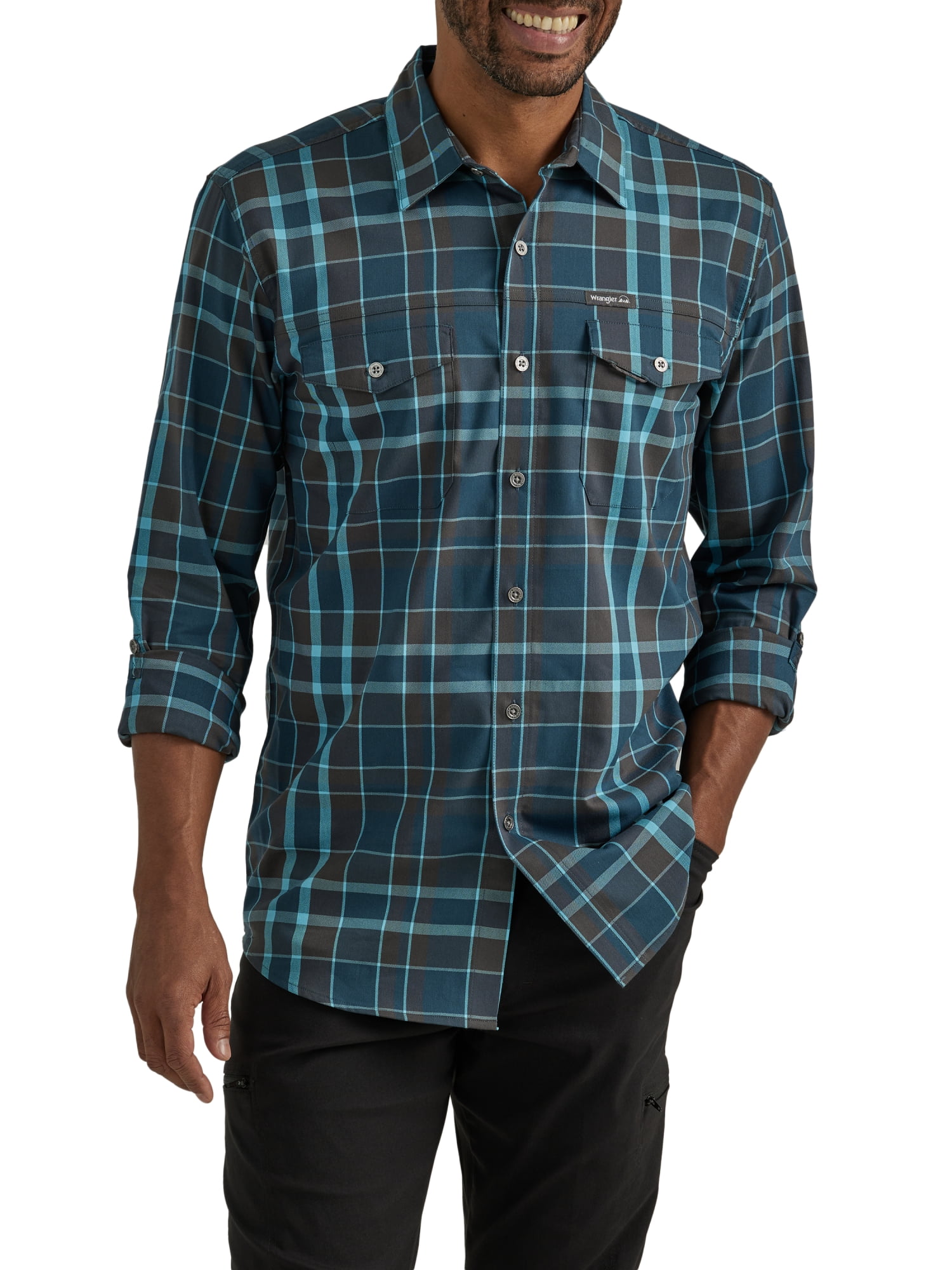 Wrangler® Men's Outdoor Long Sleeve Shirt with UPF 30+ Protection, Sizes S-5XL