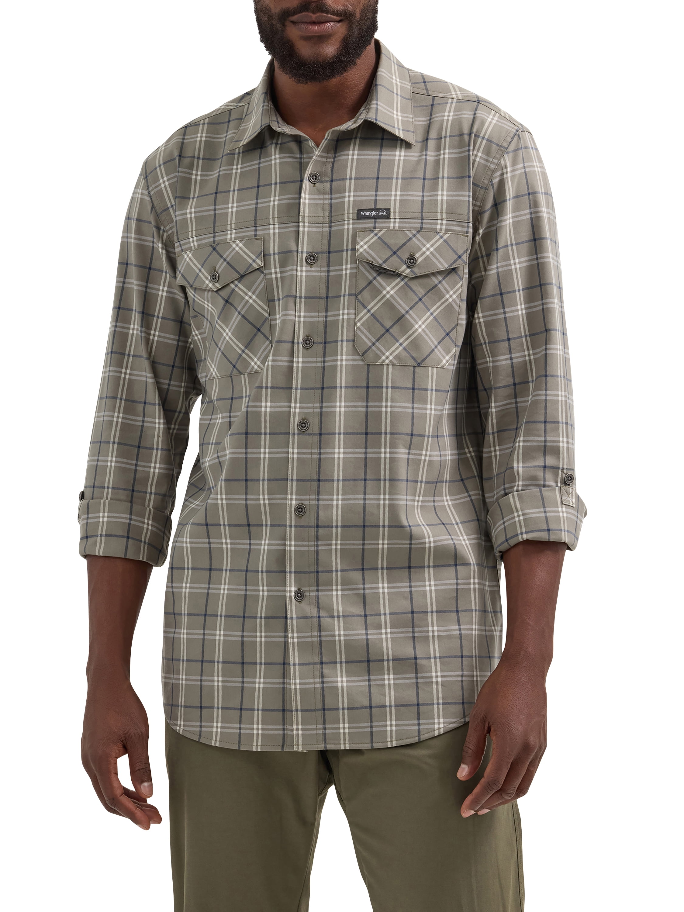 Wrangler® Men's Outdoor Long Sleeve Shirt with UPF 30+ Protection, Sizes S-5XL
