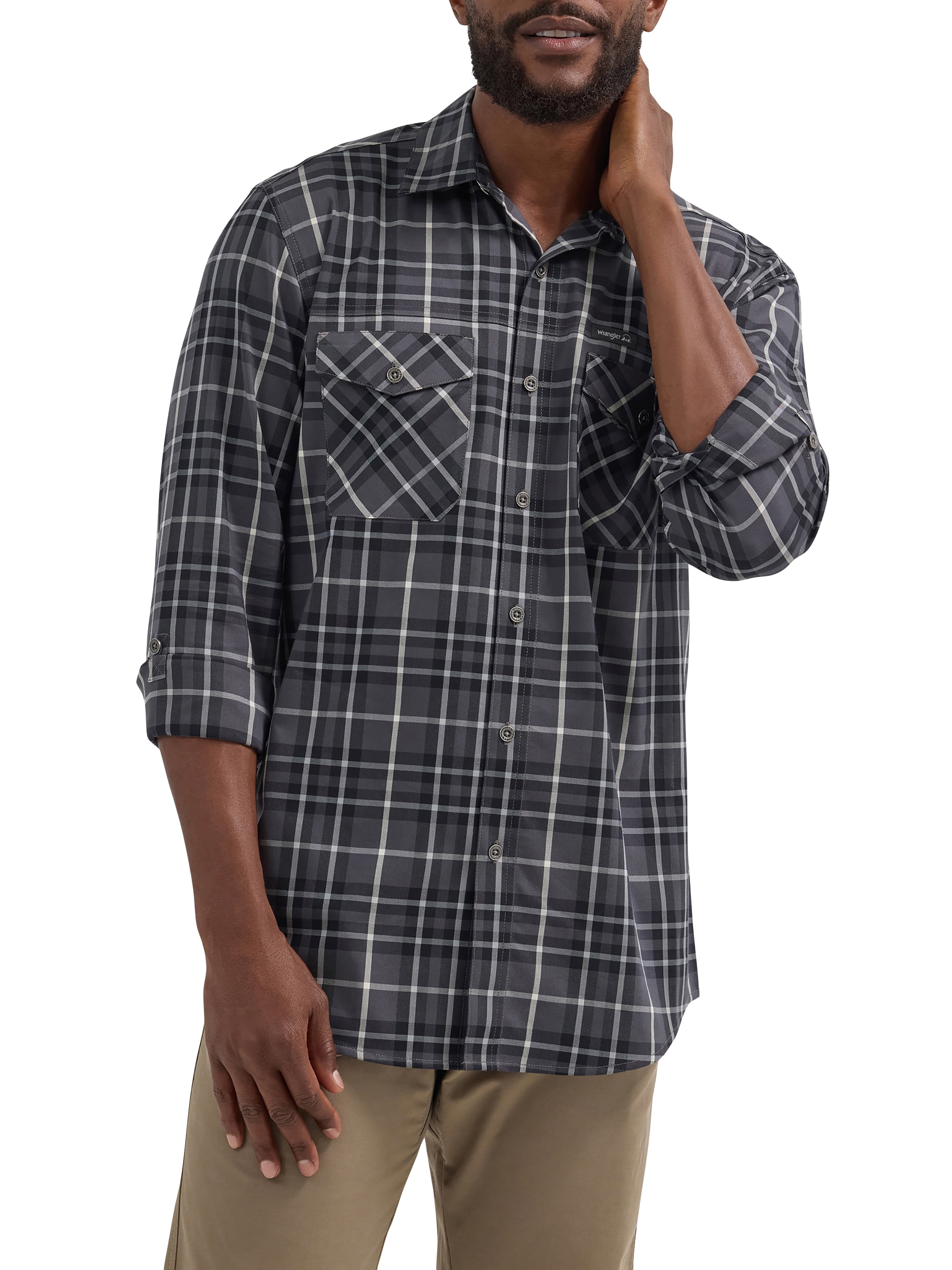 Wrangler® Men's Outdoor Long Sleeve Shirt with UPF 30+ Protection, Sizes S-5XL