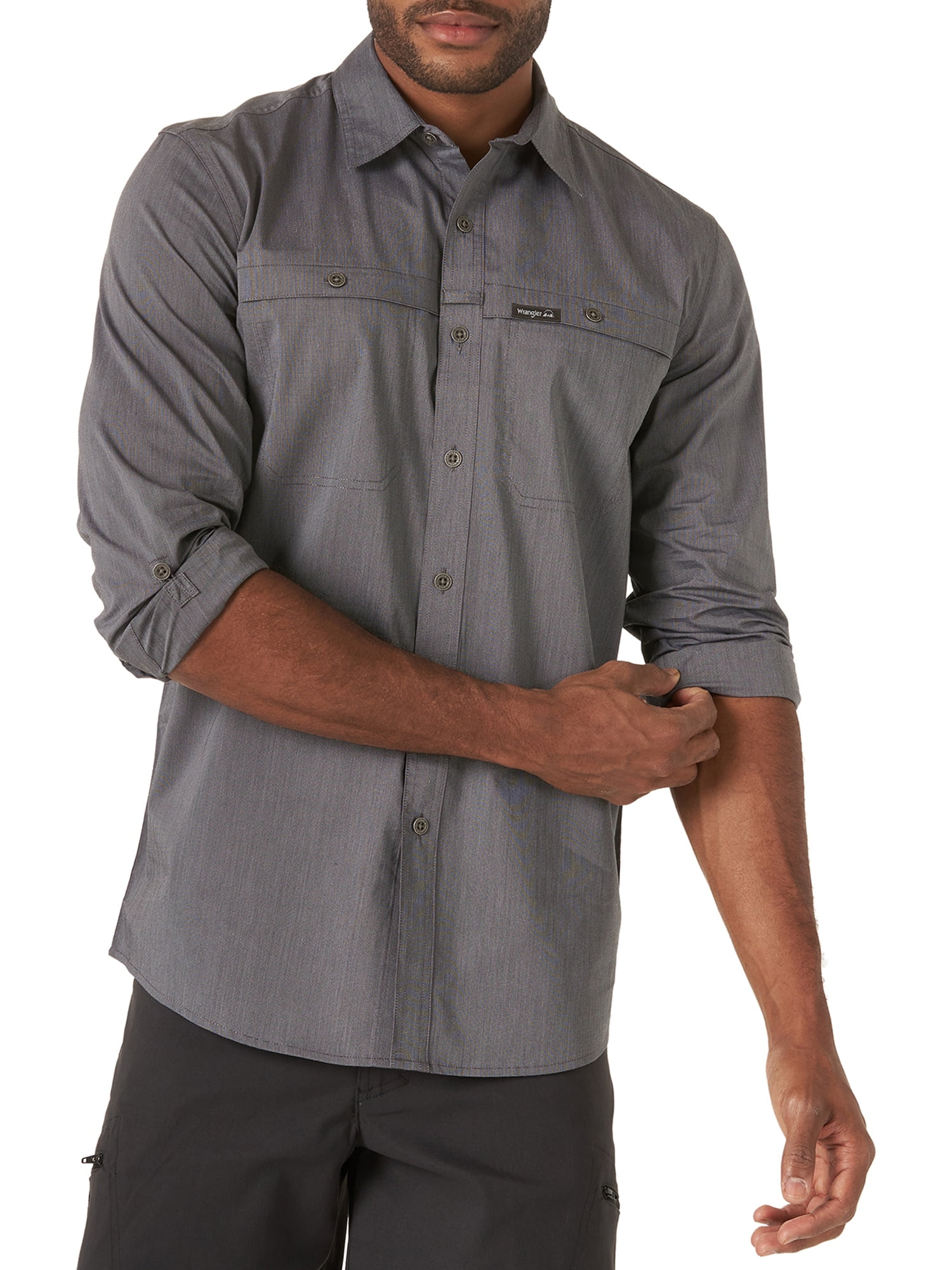 Wrangler Men's Outdoor Long Sleeve Utility Camp Shirt