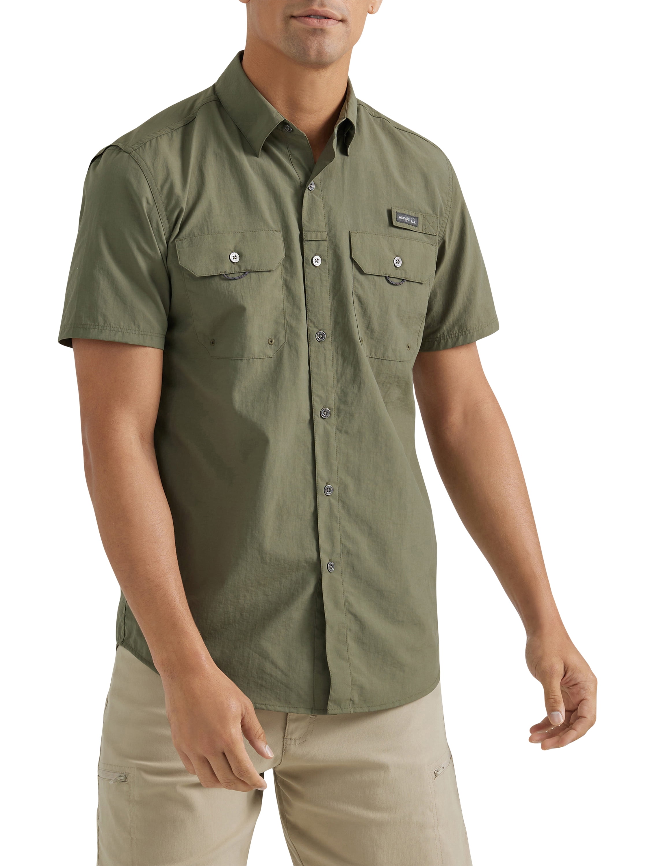 Wrangler Men's Outdoor Short Sleeve Fishing Shirt with UPF 40 Protection, Sizes S-5xl, Size: 3XL, Green