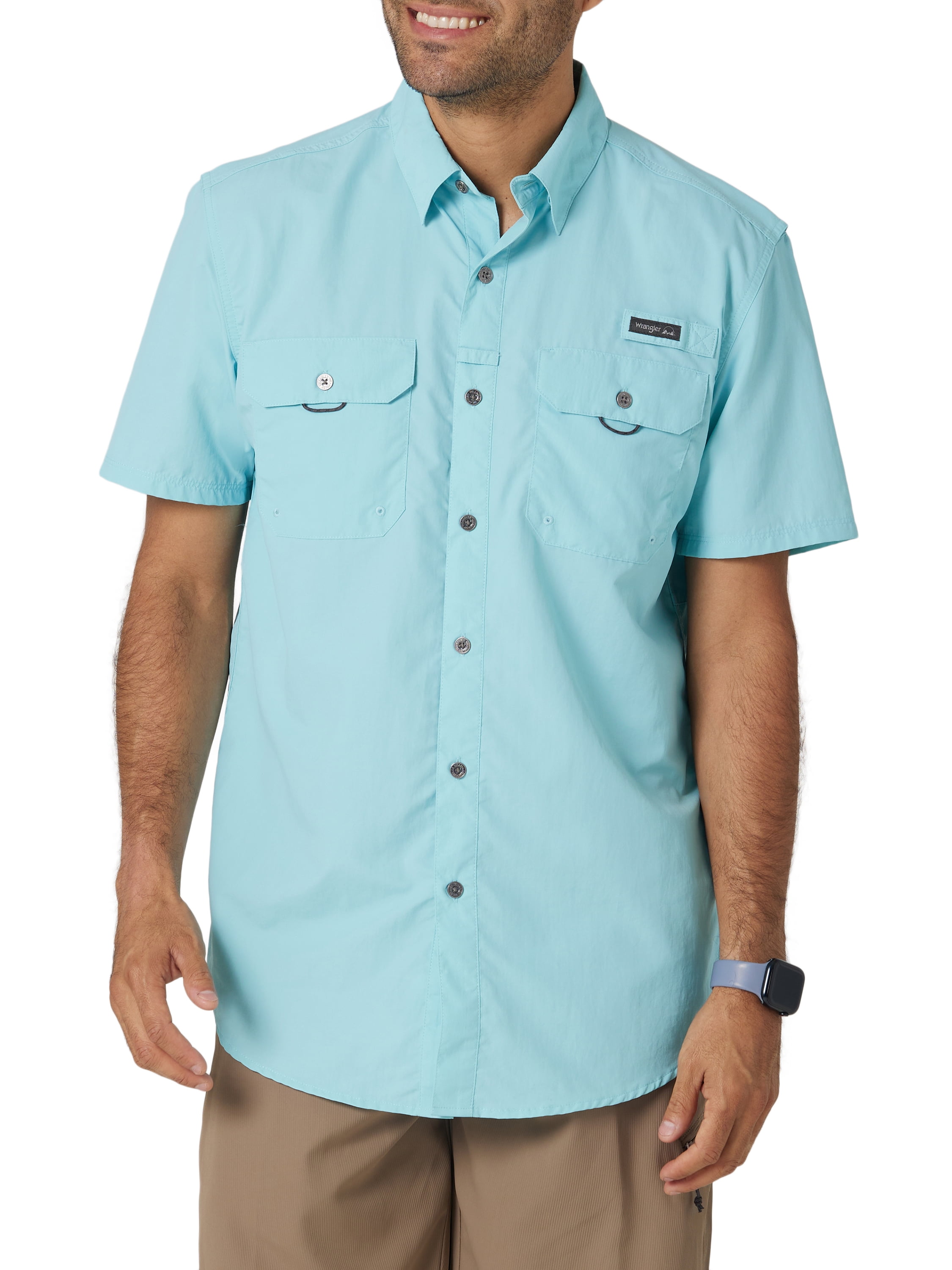 Wrangler® Men's Outdoor Short Sleeve Fishing Shirt with UPF 40