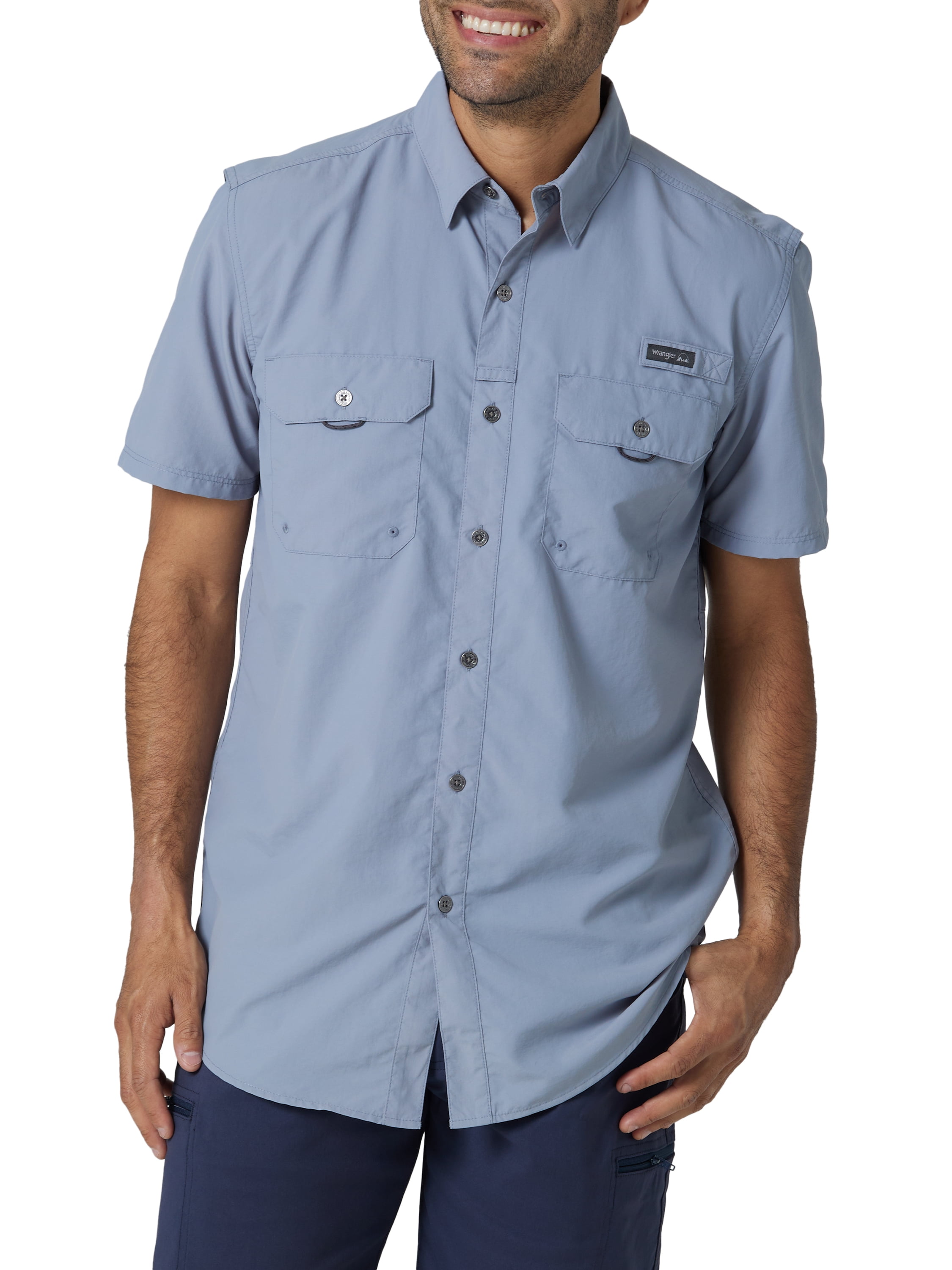 Pdbokew Men's Sun Protection Fishing Shirts Long Sleeve Travel Work Shirts  for Men UPF50+ Button Down Shirts with Zipper Pockets Navy M