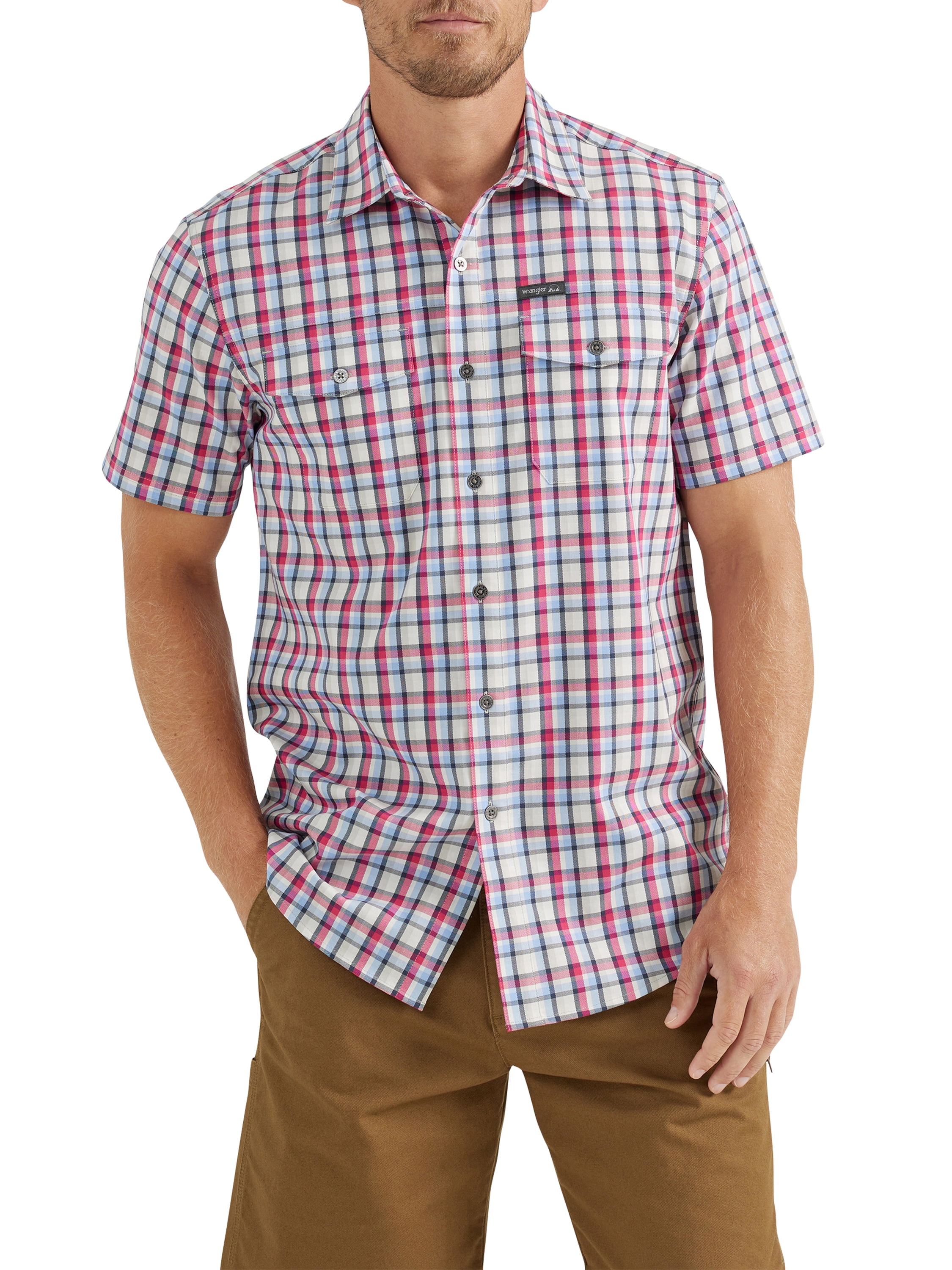 Wrangler® Men's Outdoor Short Sleeve Utility Shirt with Moisture ...