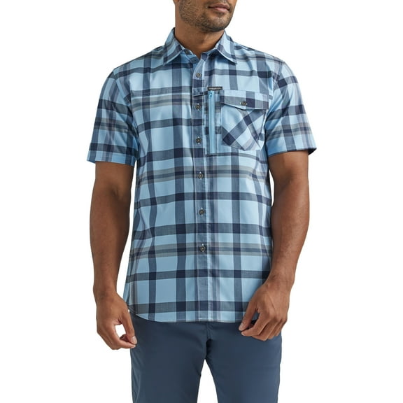 Wrangler Men’s Outdoor Short Sleeve Zip Pocket Shirt with UPF 40, Sizes S-5XL