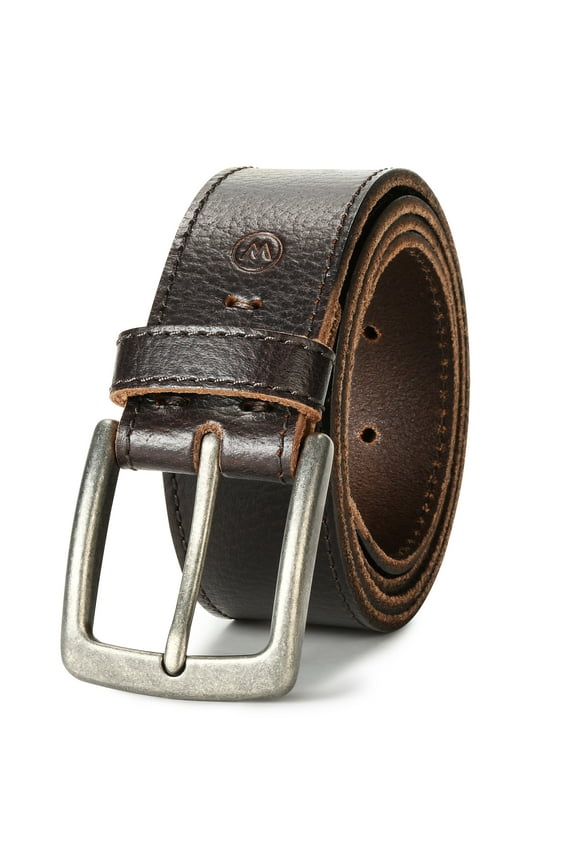 Men's Pebble Leather Belt, 38mm Casual Waist Belt for Jeans, Gift for Men