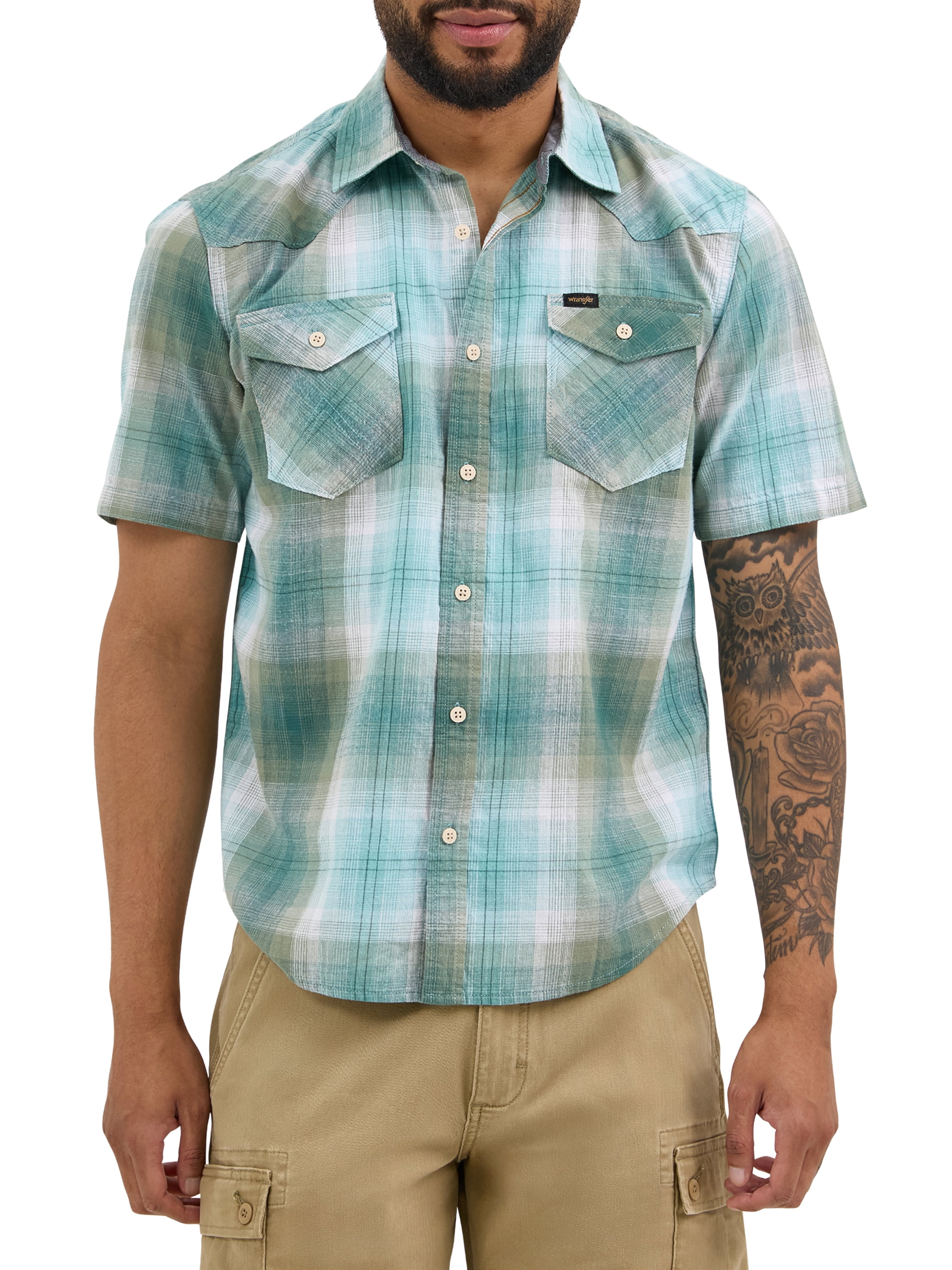 Wrangler® Men's Premium Short Sleeve Plaid Shirt, Sizes S-2XL