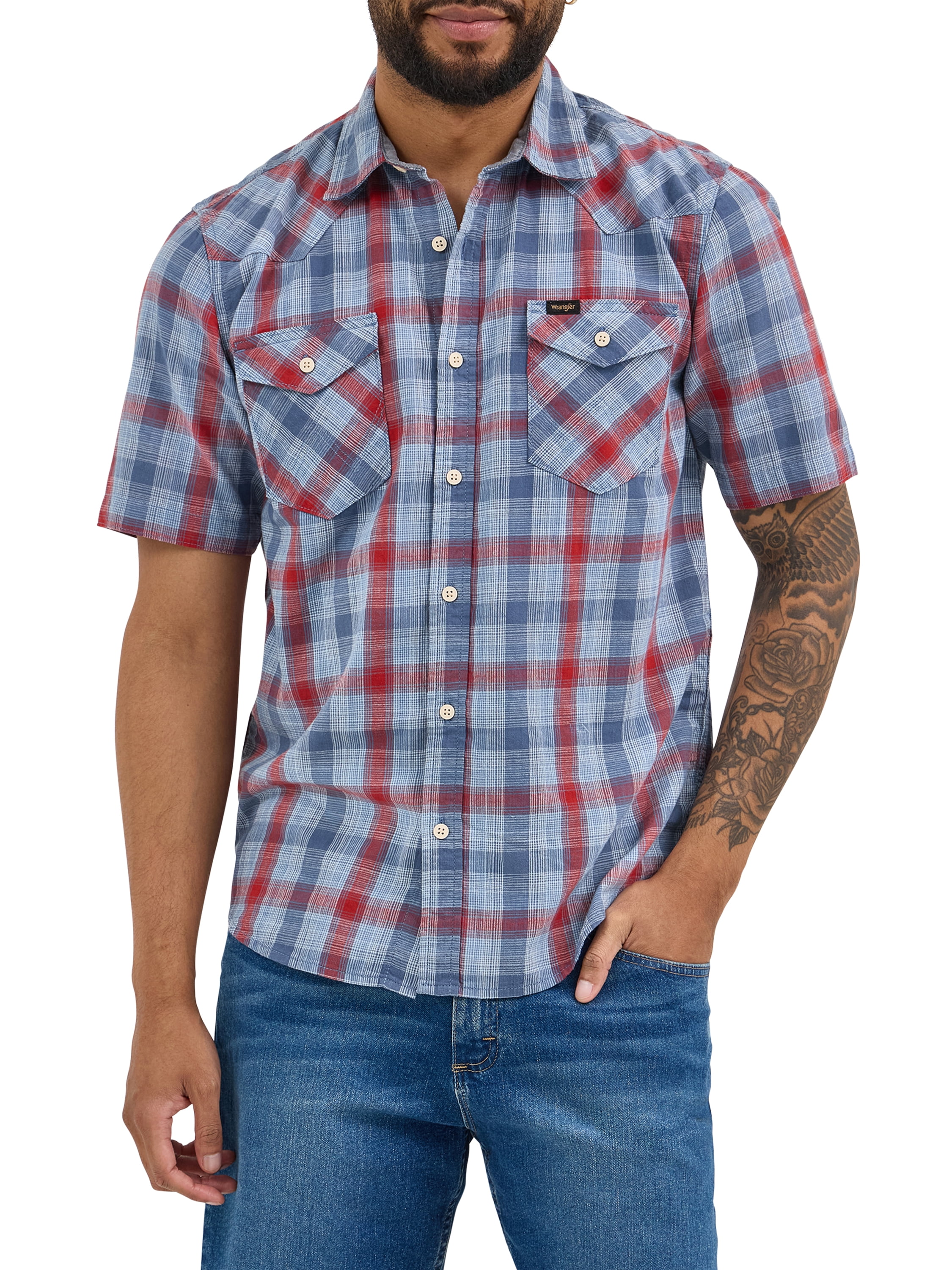 Wrangler® Men's Premium Short Sleeve Plaid Shirt, Sizes S-2XL