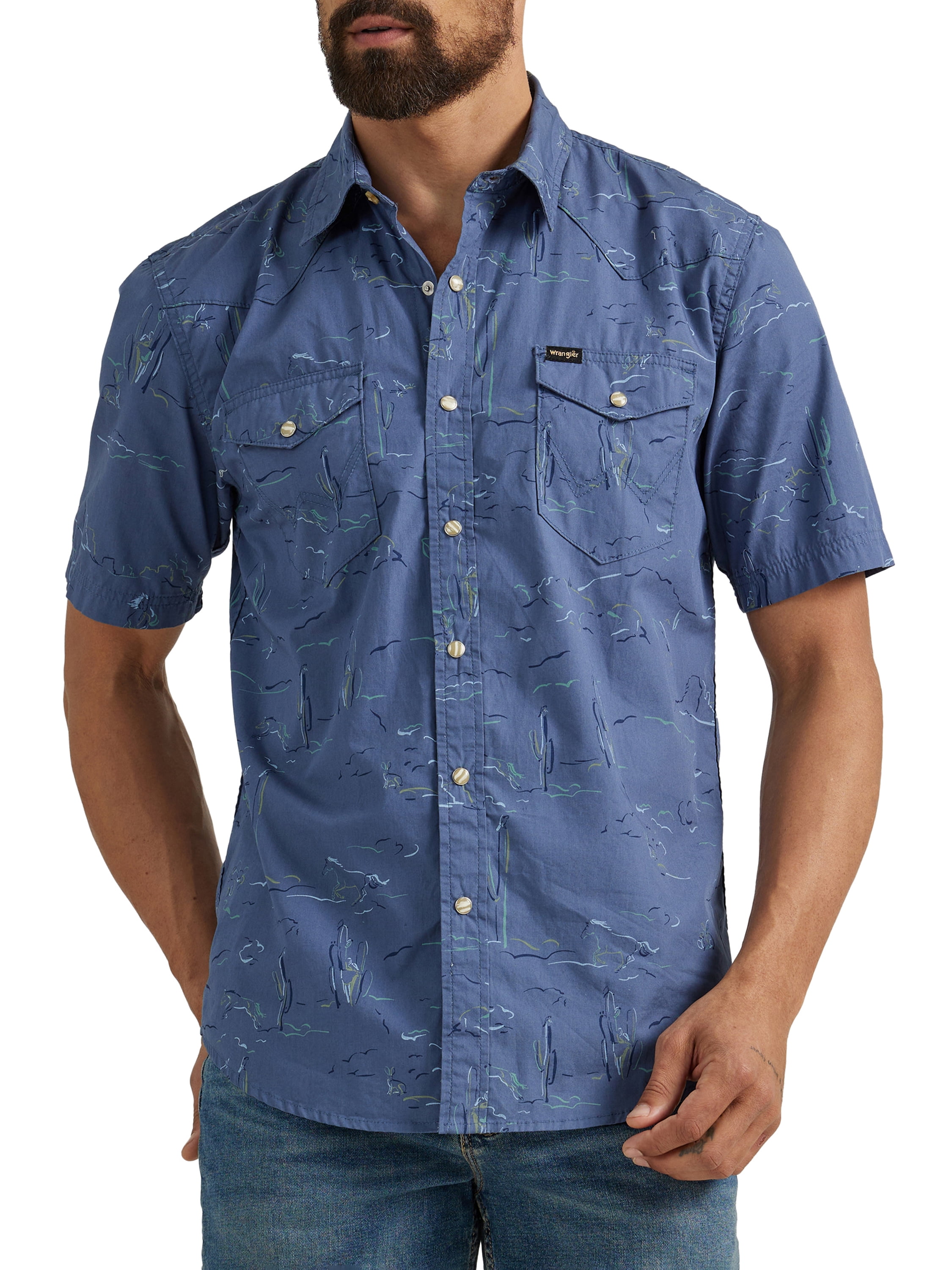 Wrangler® Men's Premium Short Sleeve Patterned Shirt, Sizes S-2XL