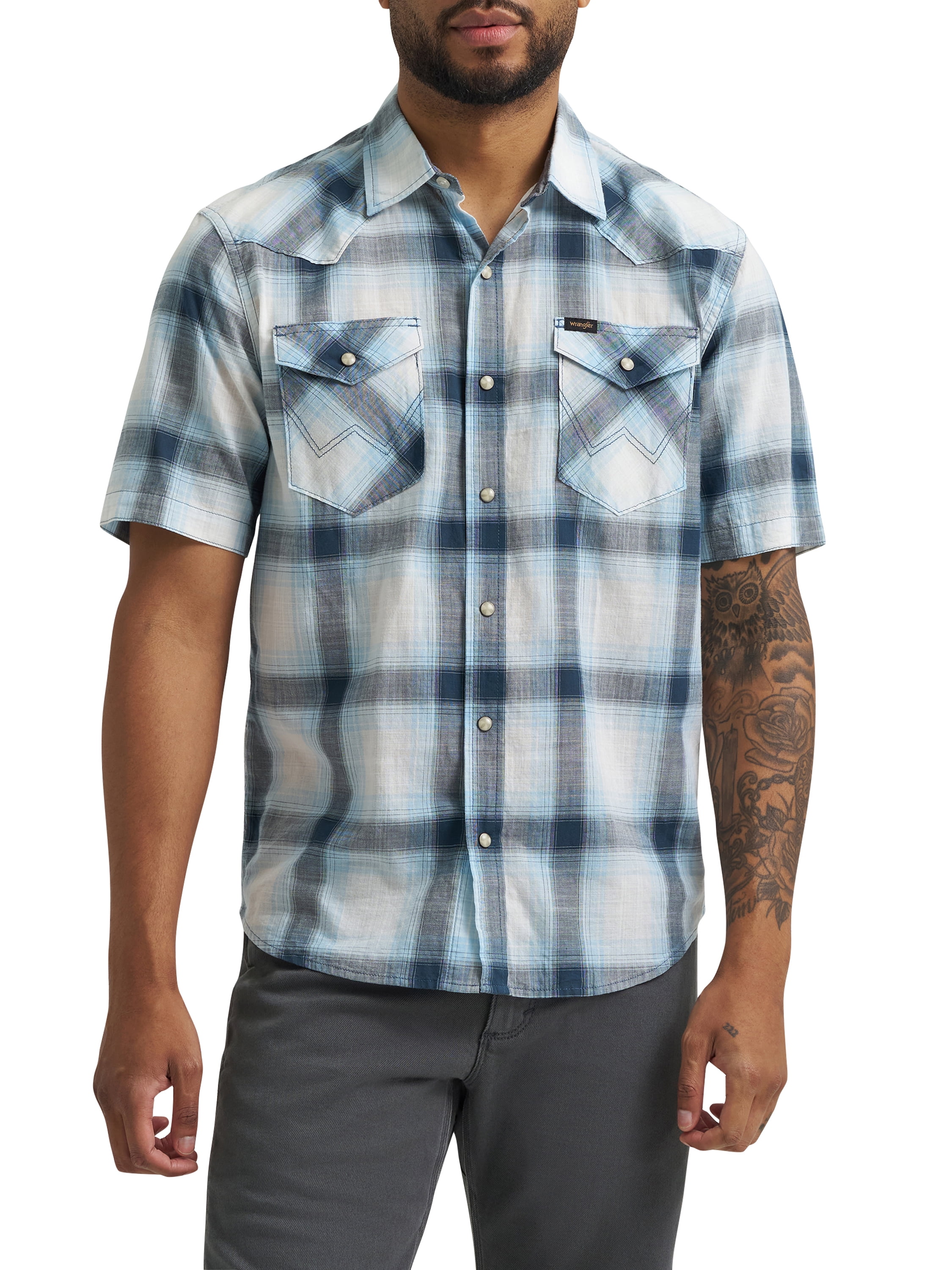 Wrangler® Men's Premium Short Sleeve Plaid Shirt, Sizes S-2XL