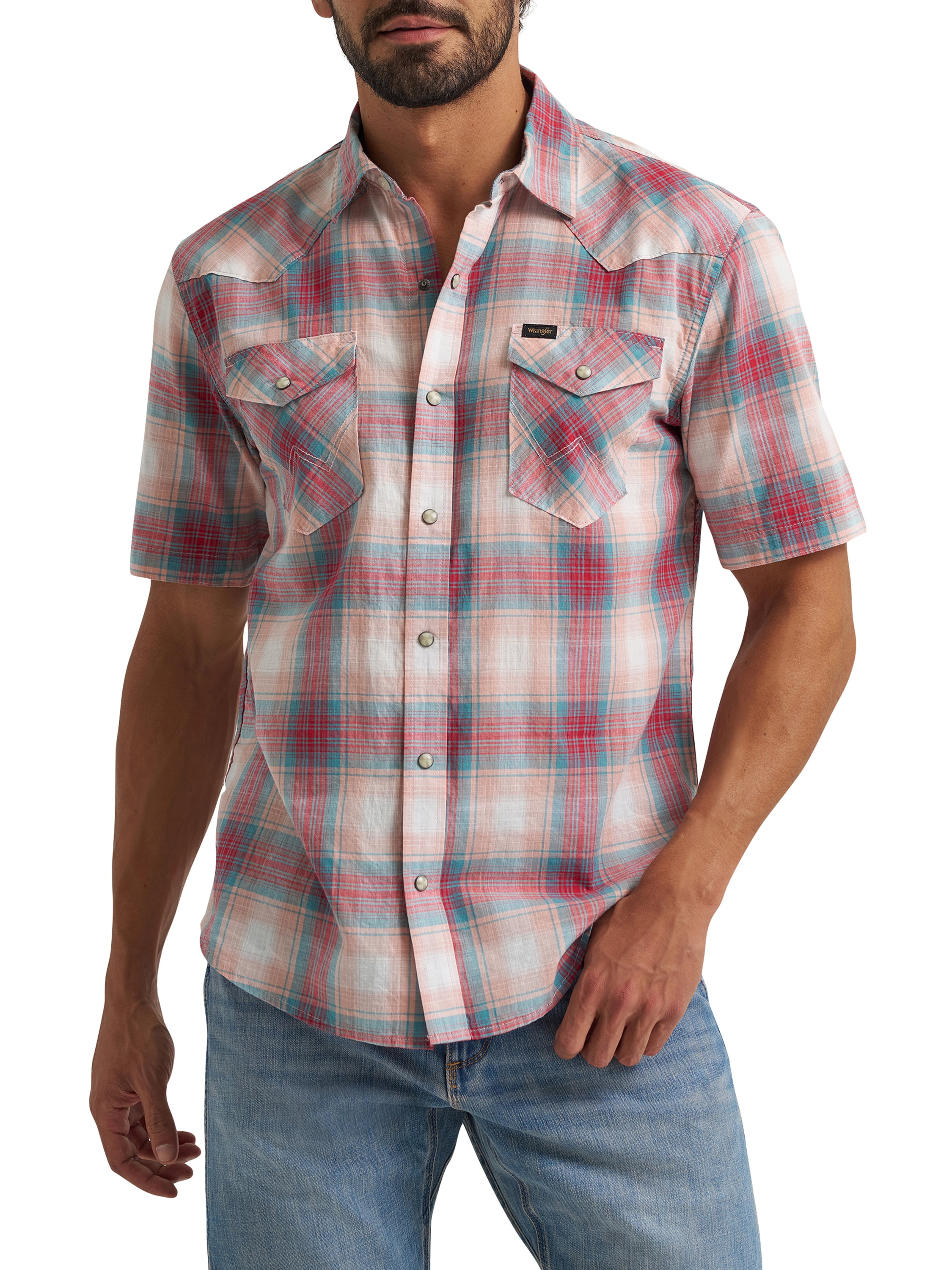 Wrangler® Men's Premium Short Sleeve Plaid Shirt, Sizes S-2XL