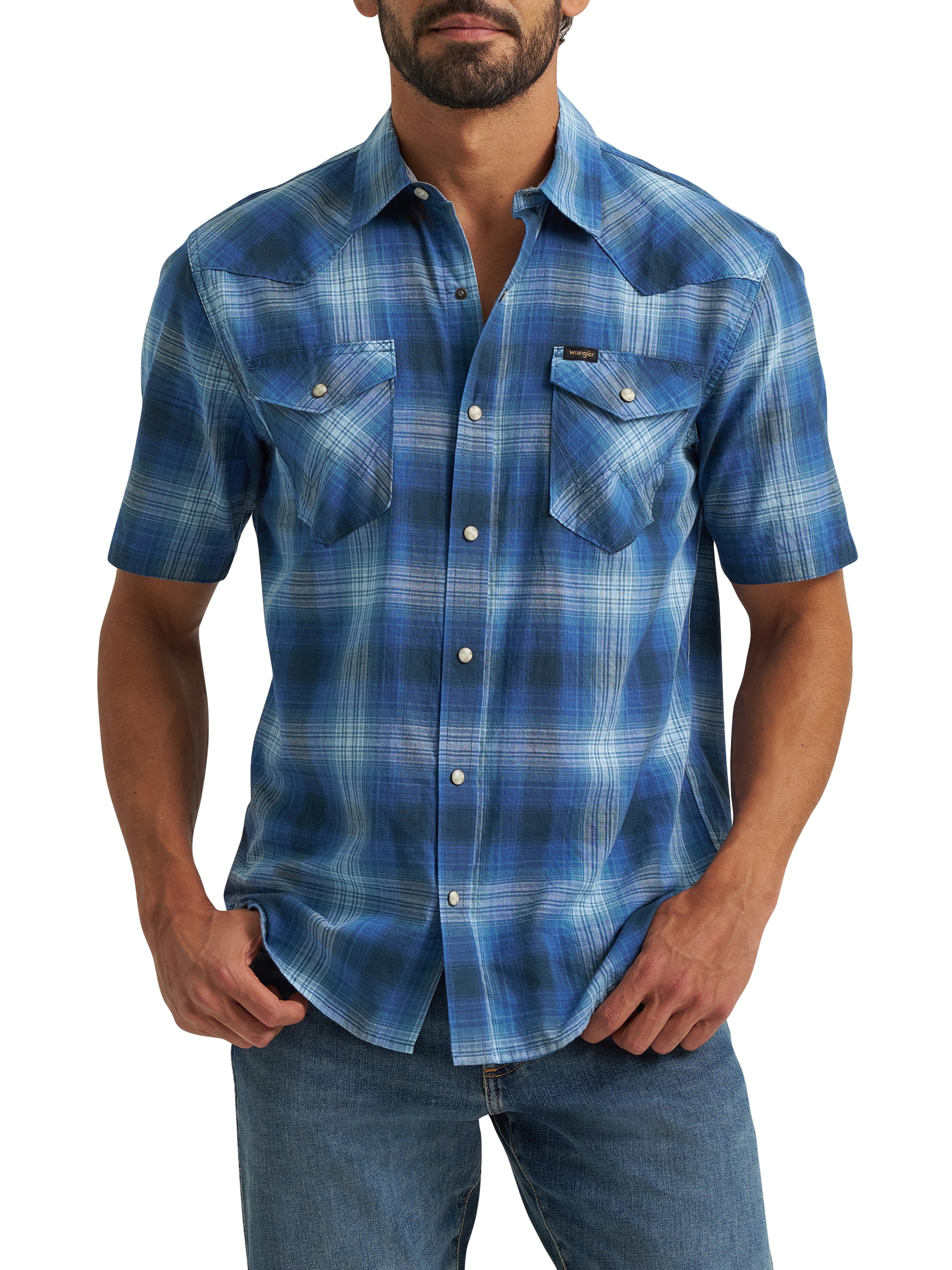 Wrangler® Men's Premium Short Sleeve Plaid Shirt, Sizes S-2XL