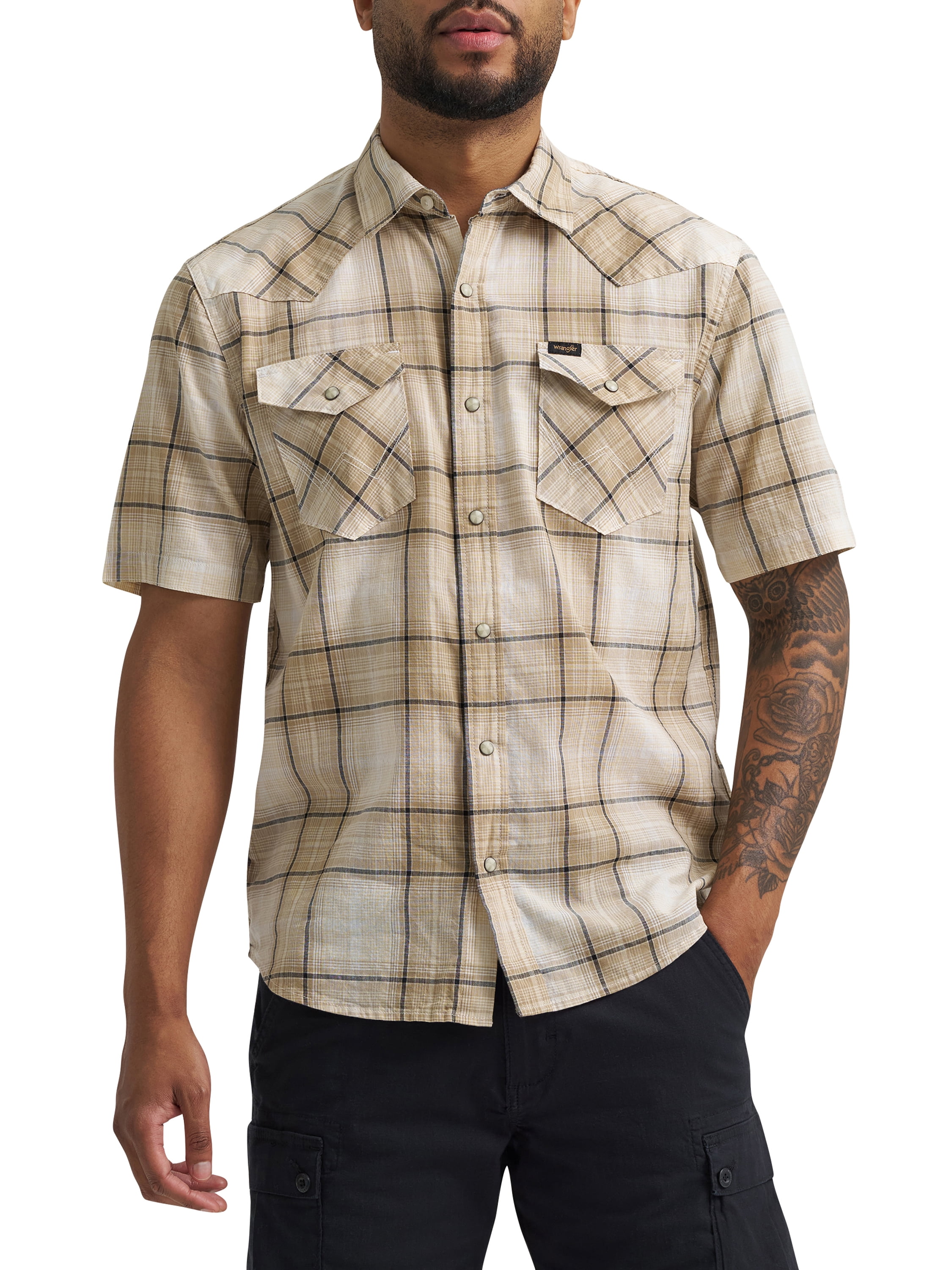 Wrangler® Men's Premium Short Sleeve Plaid Shirt, Sizes S-2XL