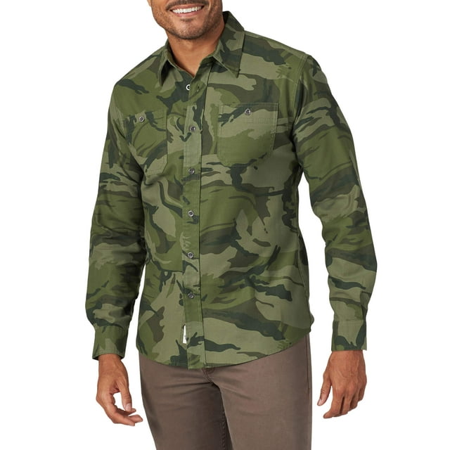 Wrangler Men's Premium Slim Fit Camo Shirt - Walmart.com
