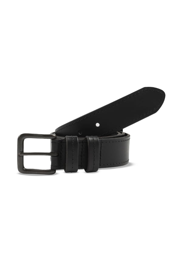 Men's Pull Up Belt Dark Copper Hardware Contrast Stitching, Black