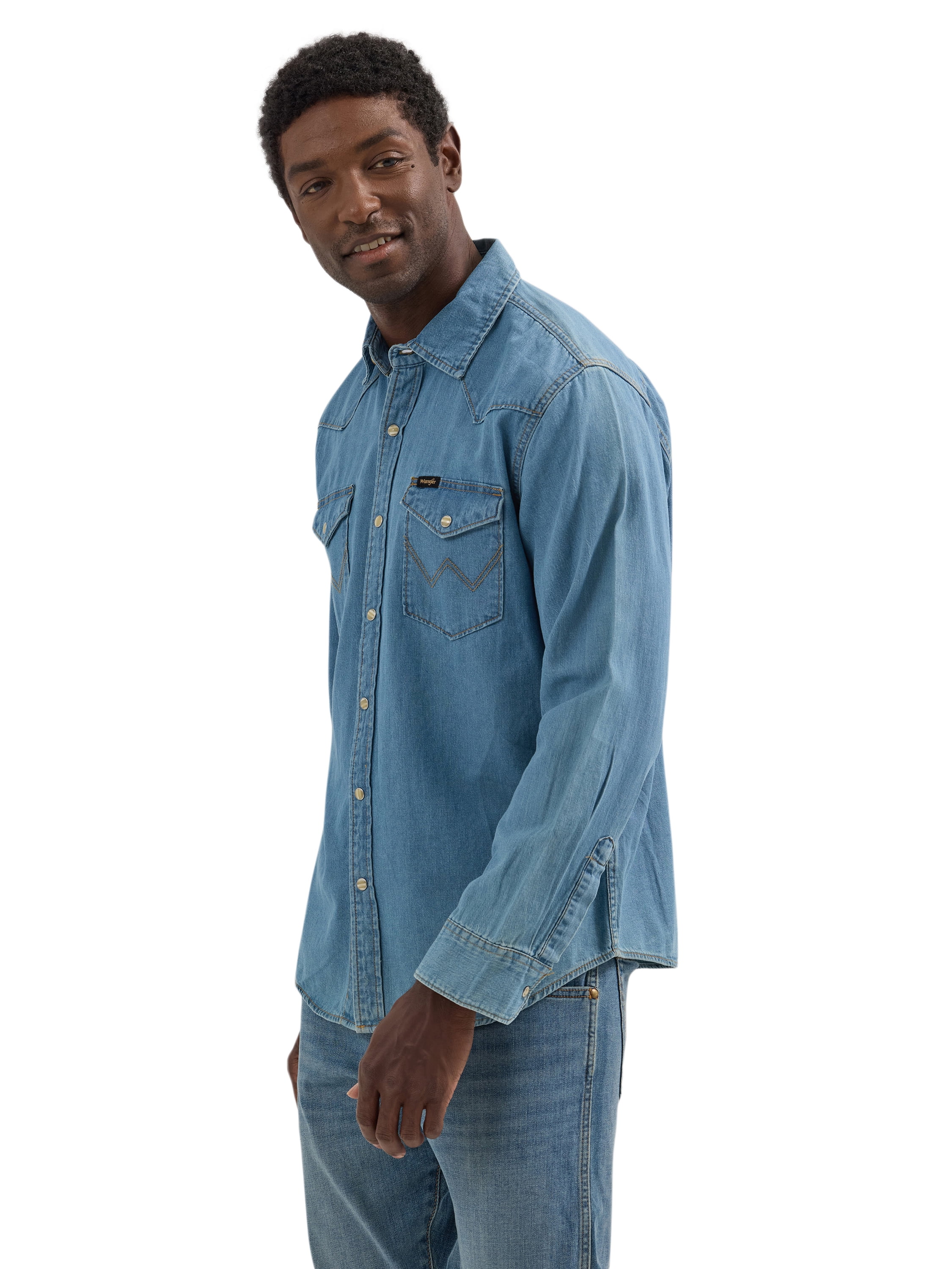 Wrangler® Men's Regular Fit Long Sleeve Denim Shirt, S-2XL