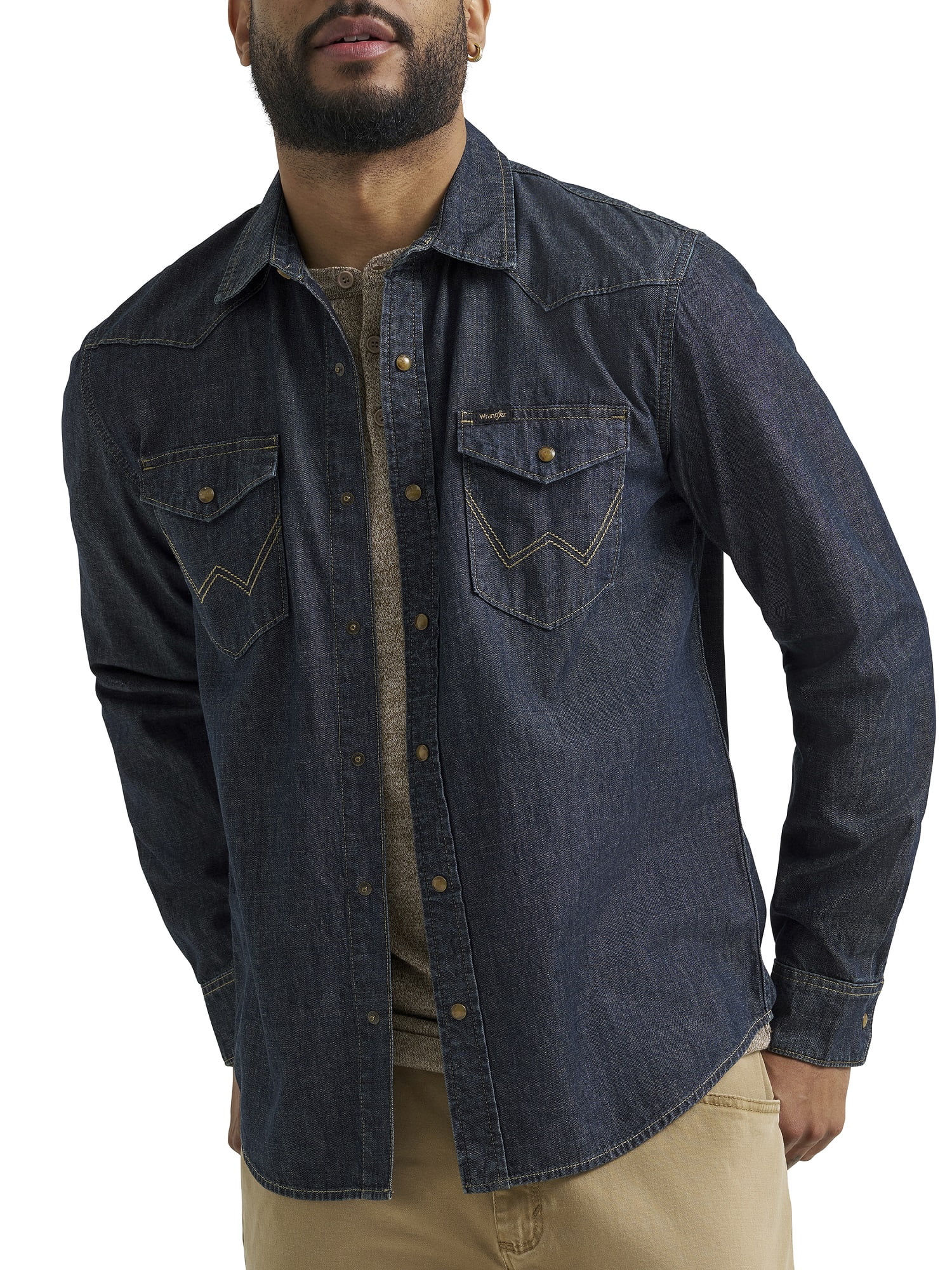 Wrangler® Men's Regular Fit Long Sleeve Denim Shirt, S-2XL