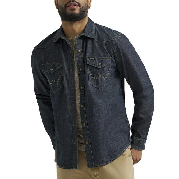Wrangler® Men's Regular Fit Long Sleeve Denim Shirt, S-2XL