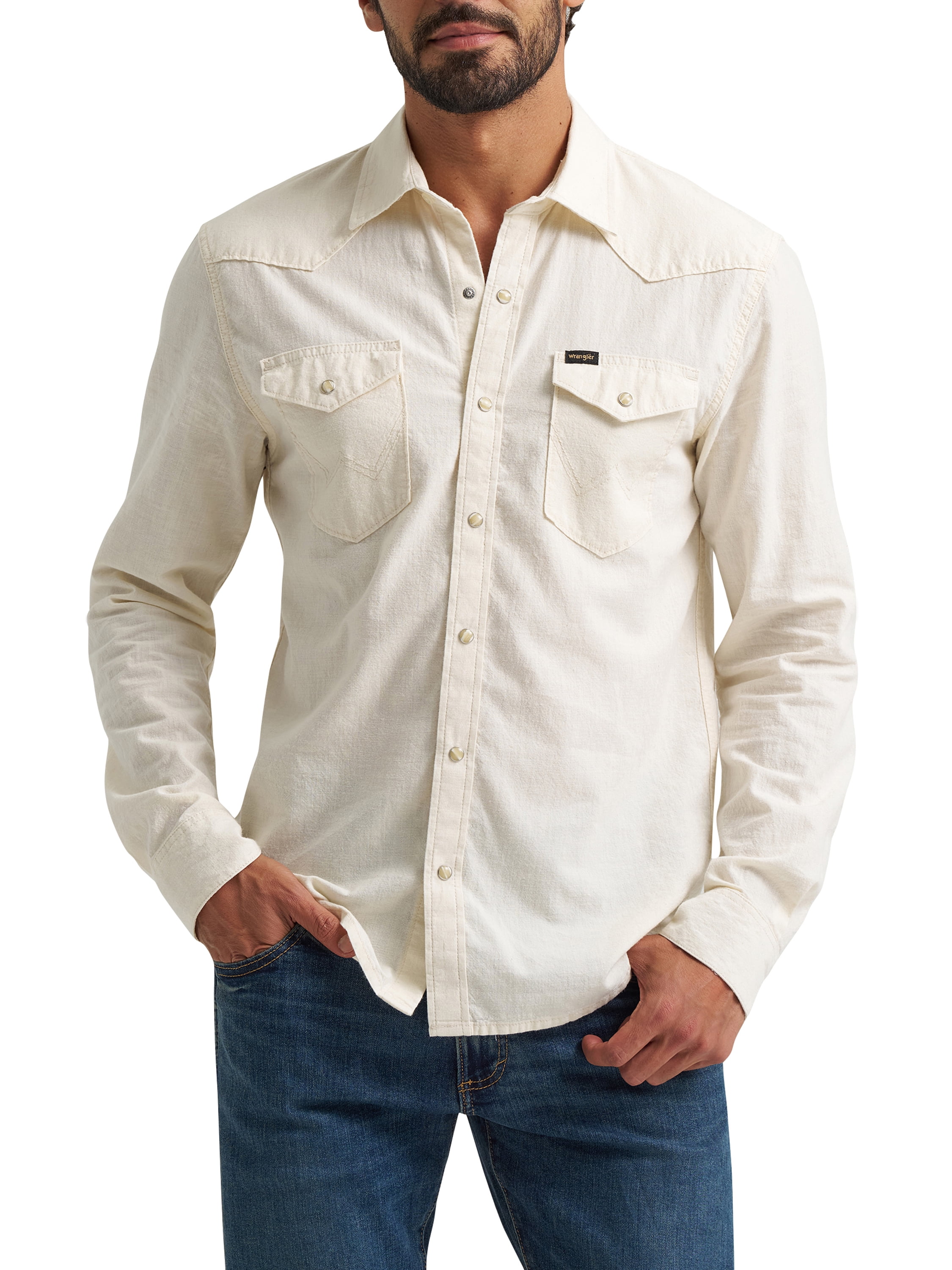 Wrangler® Men's Regular Fit Long Sleeve Denim Shirt, S-2XL
