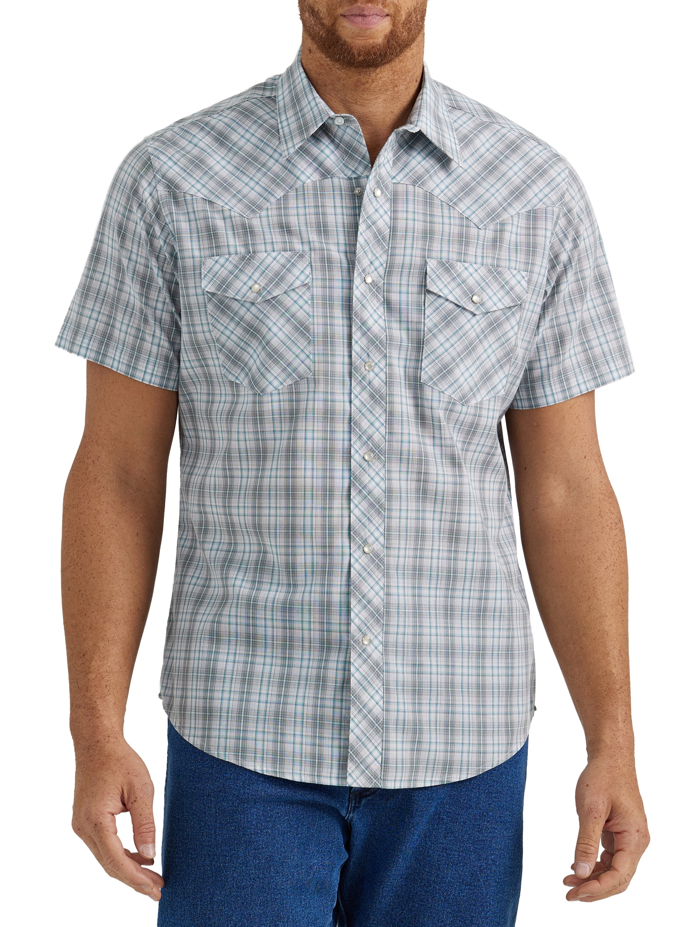 Wrangler® Men's Regular Fit Short Sleeve Western Shirt, Sizes S-5XL ...