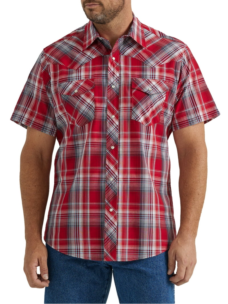 Wrangler Men's Regular Fit Short Sleeve Western Shirt, Snap