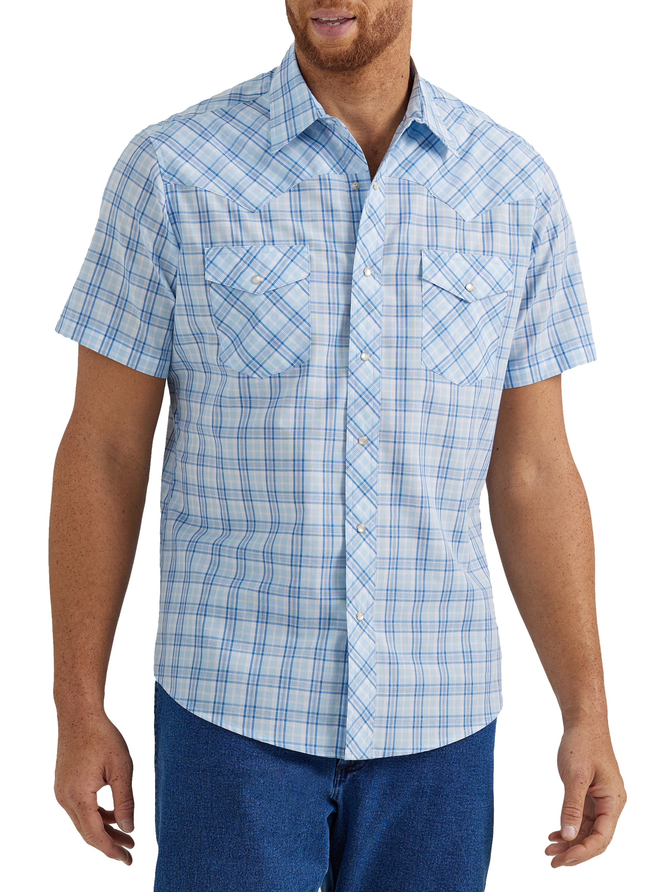Wrangler® Men's Regular Fit Short Sleeve Western Shirt, Sizes S-5XL ...