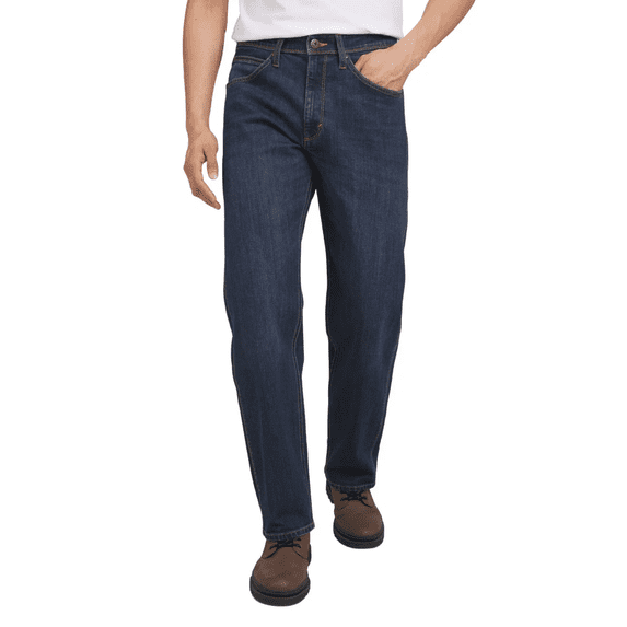 Wrangler Men's Regular Fit Straight Leg Stretch Jeans, Dark Blue, 32x32