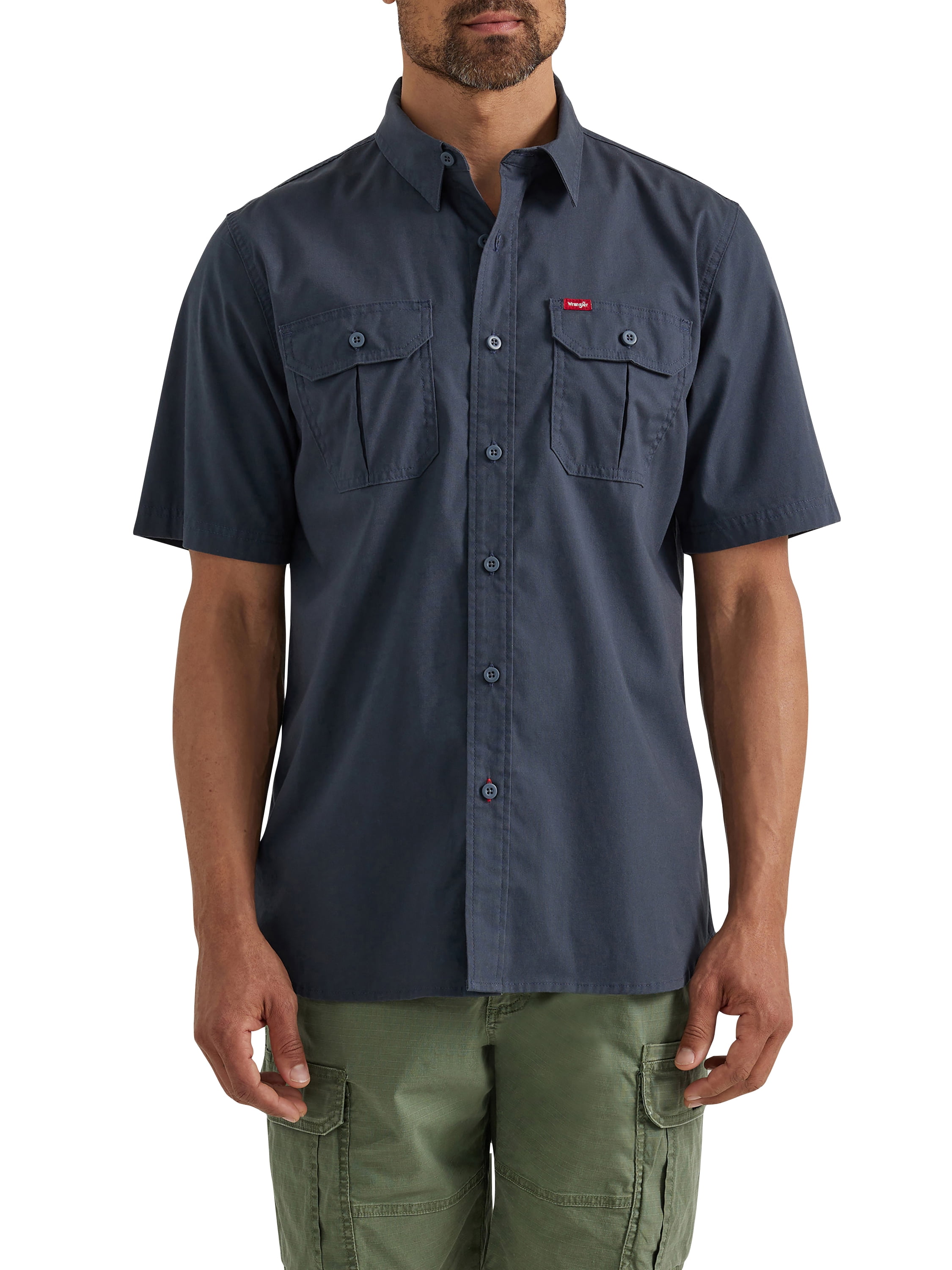Wrangler® Men's Relaxed Fit Short Sleeve Twill Shirt, Sizes