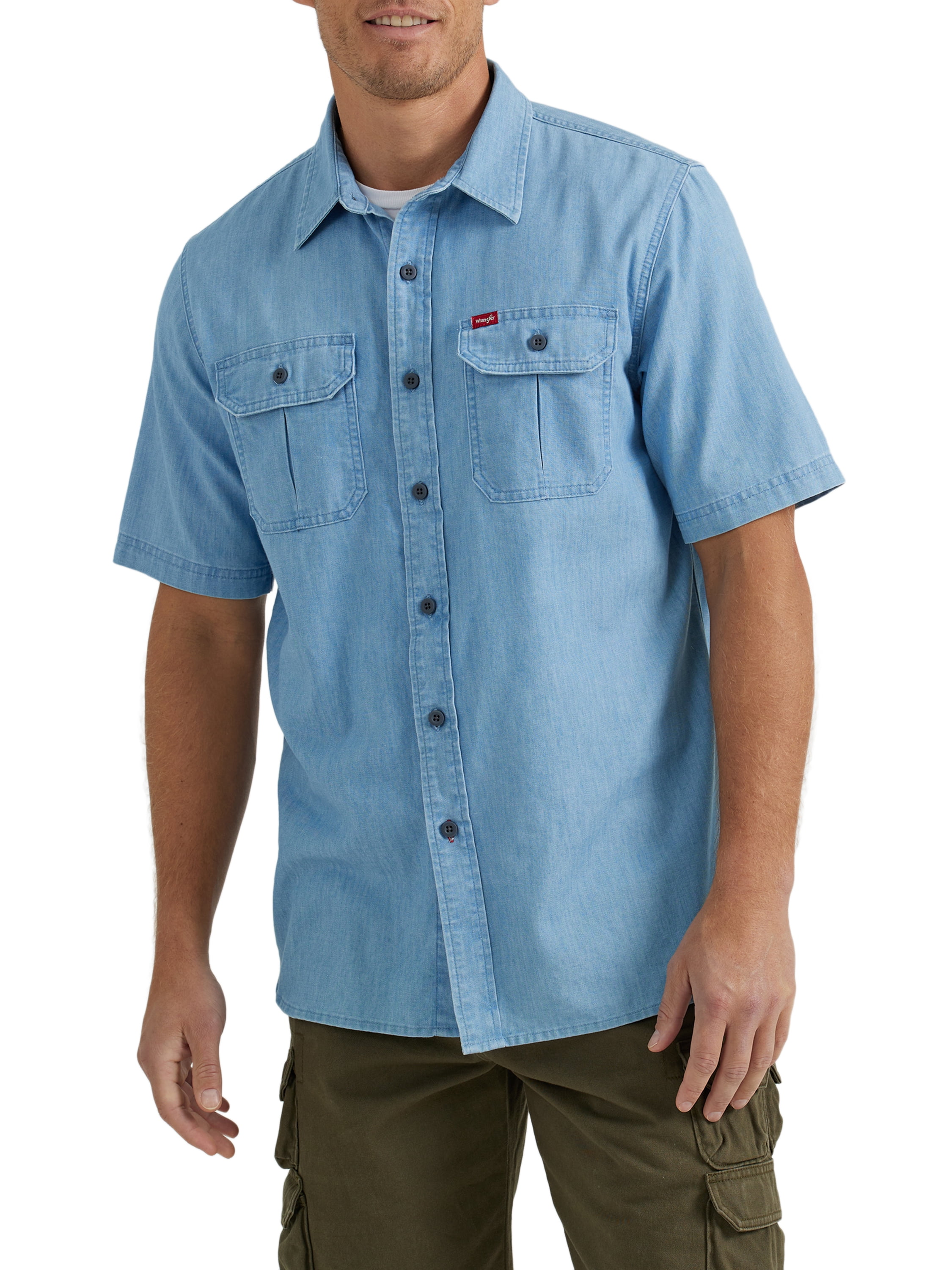 Wrangler® Men's Relaxed Fit Short Sleeve Twill Shirt, Sizes S-5XL