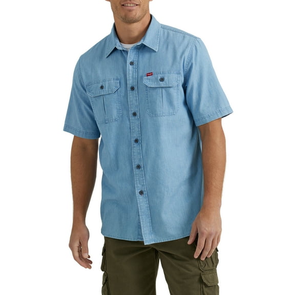 Wrangler® Men's Relaxed Fit Short Sleeve Twill Shirt, Sizes S-5XL