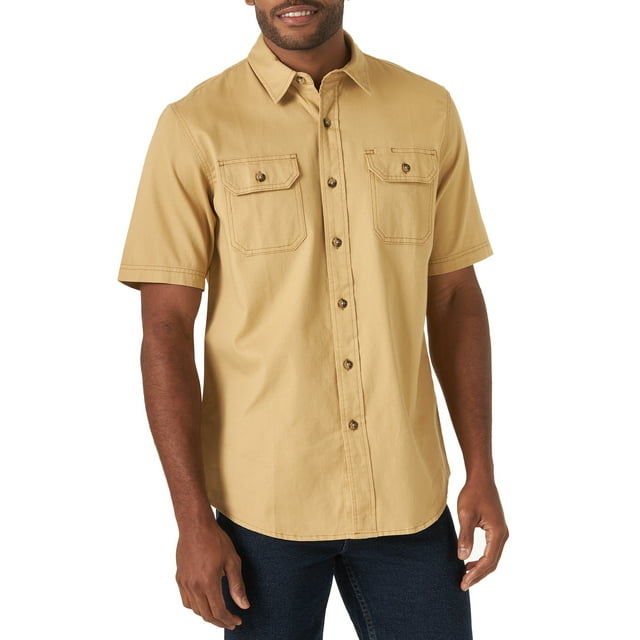 Wrangler Men’s Relaxed Fit Short Sleeve Woven Shirt - Walmart.com