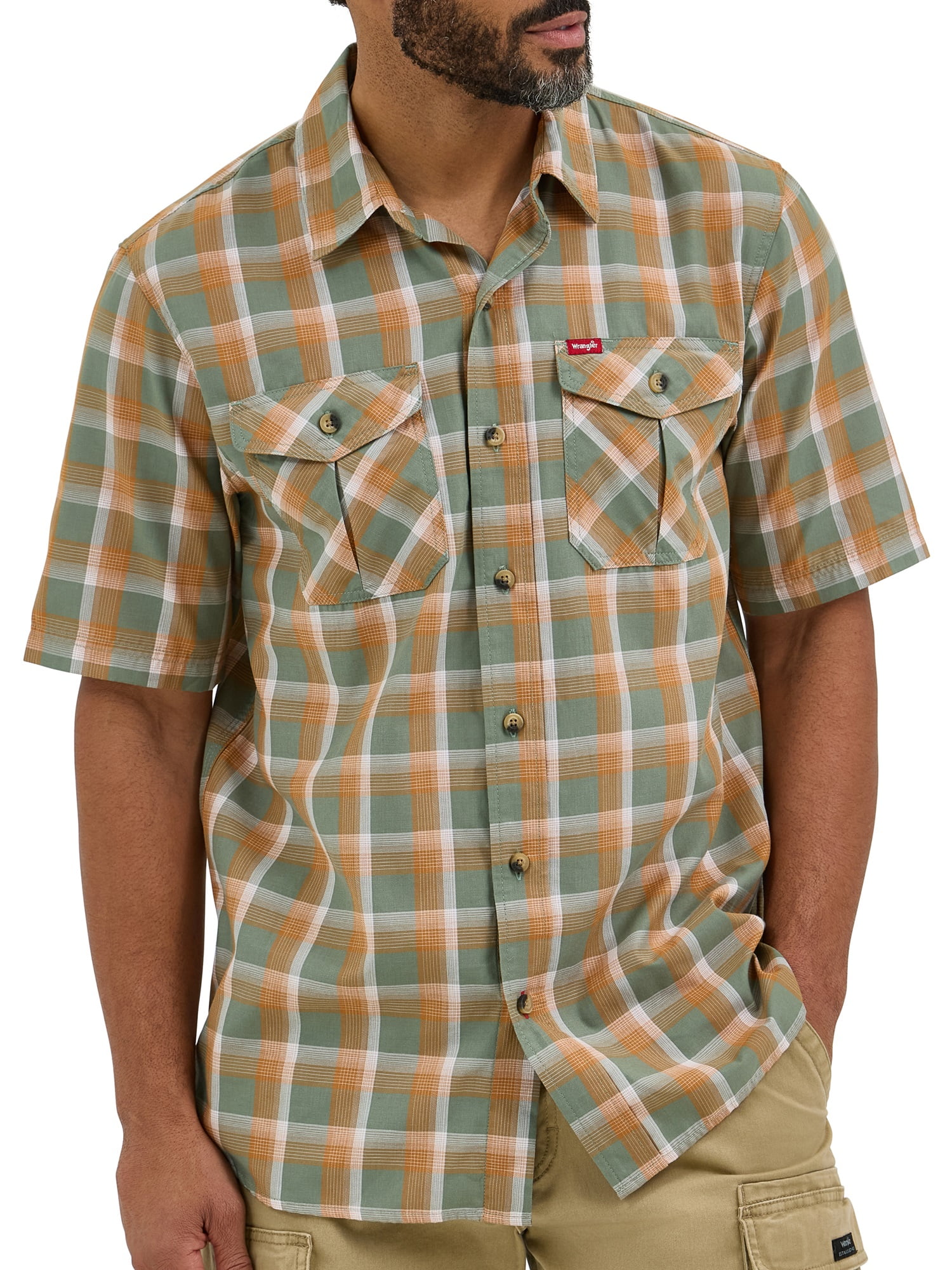 Wrangler® Men's Relaxed Stretch Poplin Shirt
