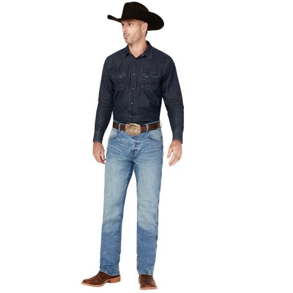 Wrangler Men's Retro Fergus Medium Wash Slim Straight Stretch Denim Jeans Tall - 112338509-TLL 36W x 38L US