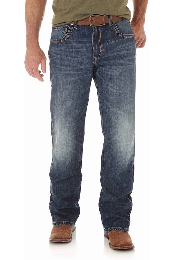 Men's Retro Men'S Medium Wash Low Rise Relaxed Bootcut Jeans Indigo 38W x 36L  US
