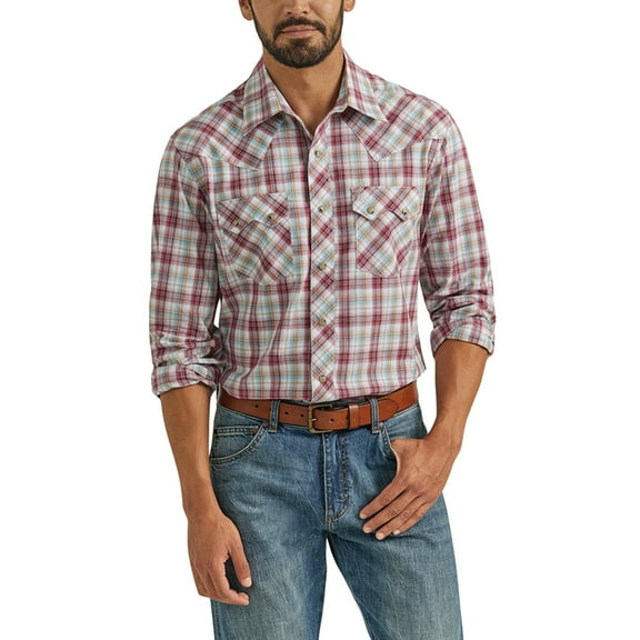 Wrangler Men's Retro Plaid Print Long Sleeve Snap Western Shirt - 112351877