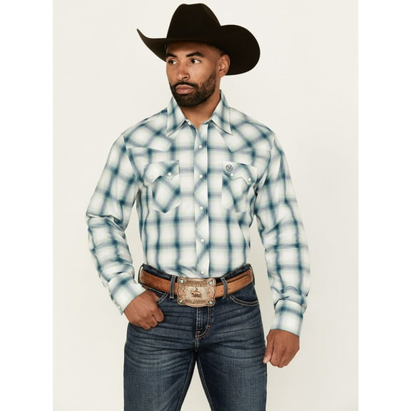 Wrangler Men's Retro Plaid Print Long Sleeve Snap Western Shirt - 112359587 XX-