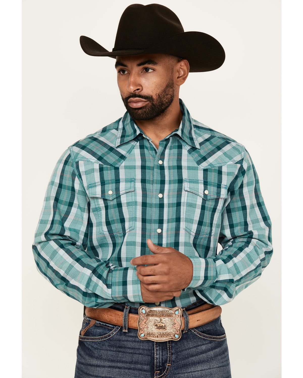 Men's Long Sleeve Navy Stripes Western Shirt WD-836 main image 1
