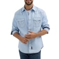 thumbnail image 1 of Wrangler Men's Retro Premium Solid Ice Blue Western Snap Shirt 112365625, 1 of 3