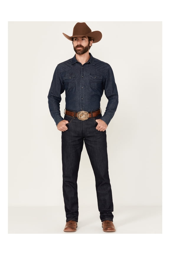 Men's Retro Selvedge Dark Wash Slim Straight Stretch Denim Jeans - 112364208 34W x 30L  US