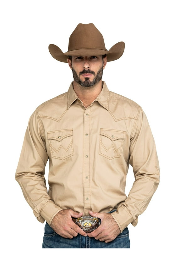 Men's Retro Solid Long Sleeve Snap Western Shirt - 10MVR502T XX-