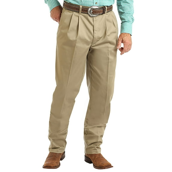 Wrangler Men`s Riata Khaki Pleated Front Pant