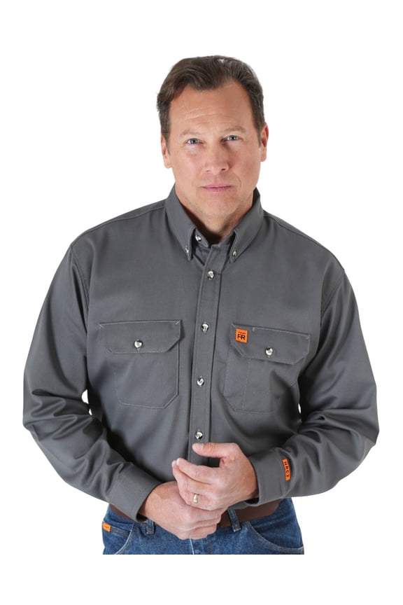 Men's Riggs Fr Long Sleeve Button Down Work Shirt - FR3W5GY Medium