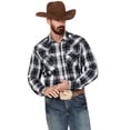 thumbnail image 1 of Wrangler Men's Rock 47 By Plaid Print Long Sleeve Snap Western Shirt - 112317113 Medium, 1 of 4