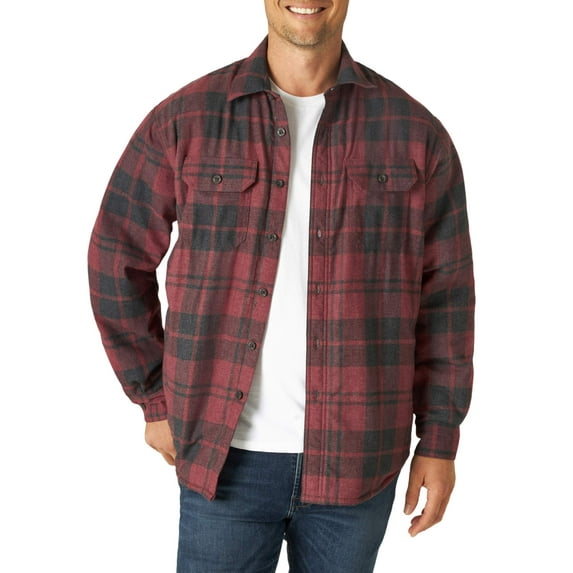 Wrangler Men's Sherpa Lined Flannel Heavyweight Shirt Jacket
