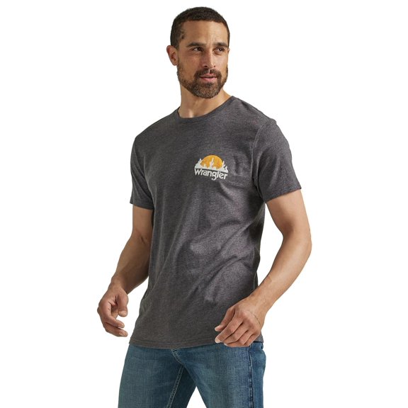 Wrangler Men's Short-Sleeve Cactus Scene Graphic T-Shirt (Charcoal Heather, 2XL, XXL)