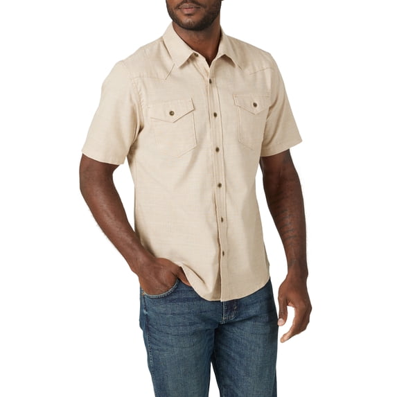 Wrangler Men's Short Sleeve Chambray Slim Fit, Sizes S-5XL