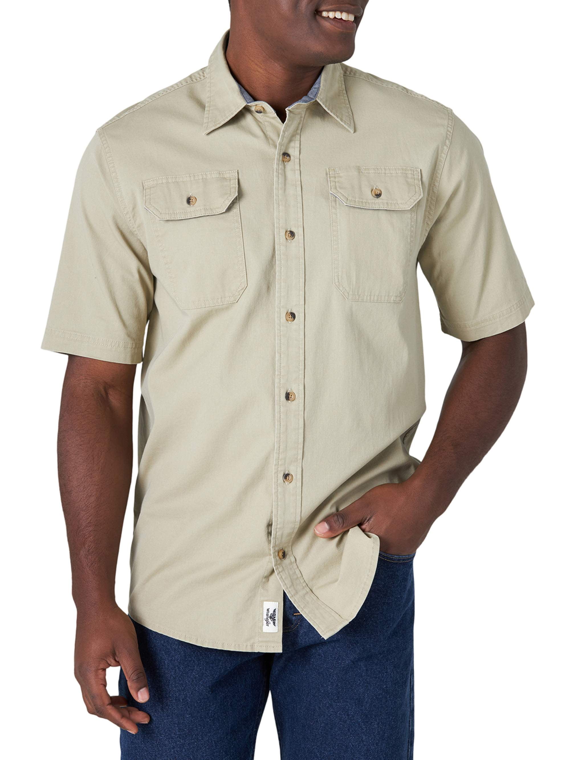 Wrangler Mens Short Sleeve Comfort Stretch Woven Shirt