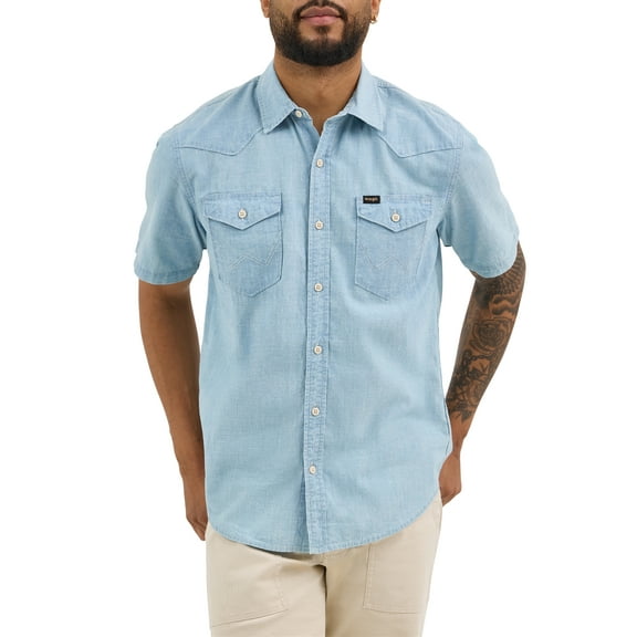 Wrangler® Men's Short Sleeve Denim Chambray Shirt